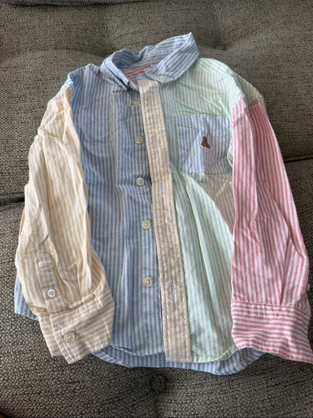 GAP Pastel Multi-Striped Button-Down Shirt - Blue, Pink, Yellow, Mint